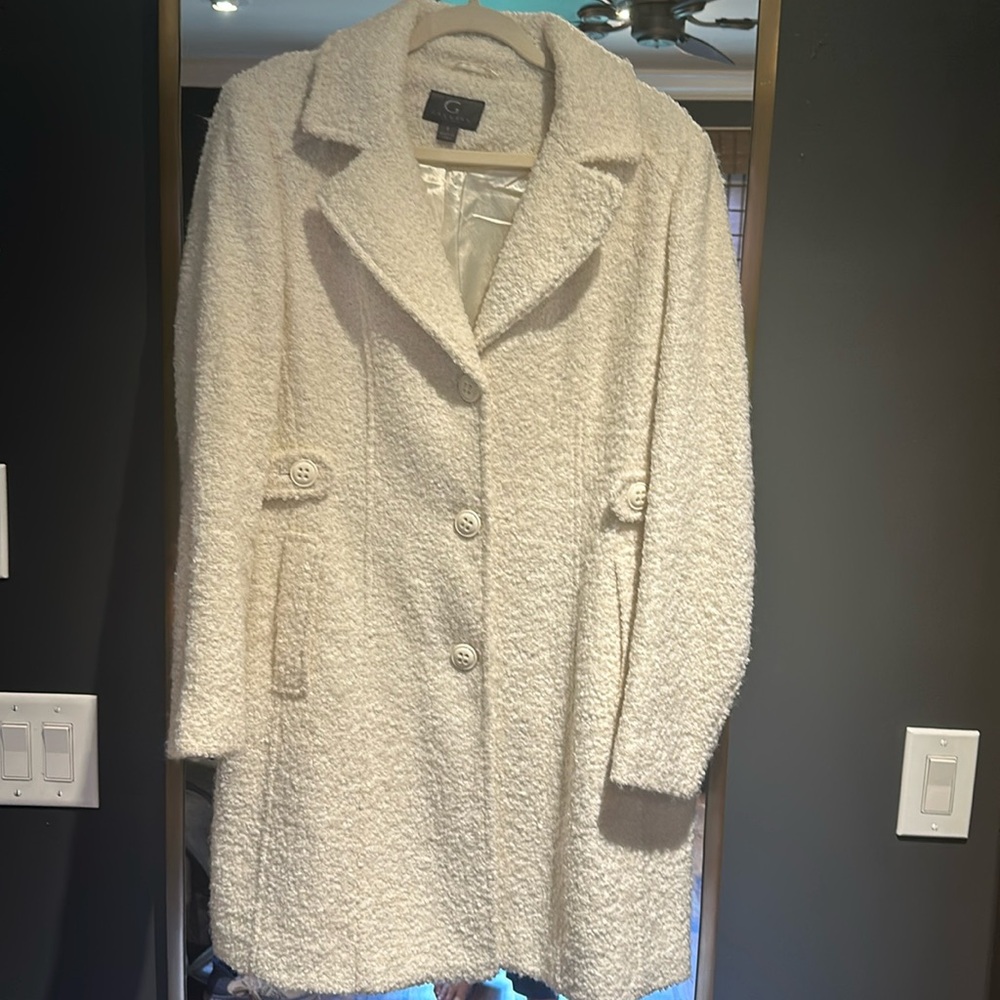 Off White Boiled Wool Look Women’s Coat
